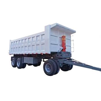 China Farm Trailer 3-Axles Hydraulic Rear Dump Draw Bar Full Trailer for sale