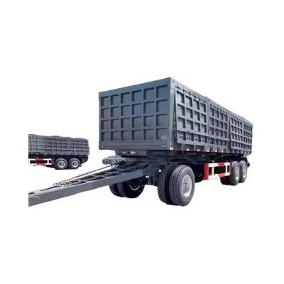 China CIMC 3 Axle Draw Bar Side Dump Full Trailer 40-100 Tons Drawbar Towing Dolly Full Truck Trailer for sale