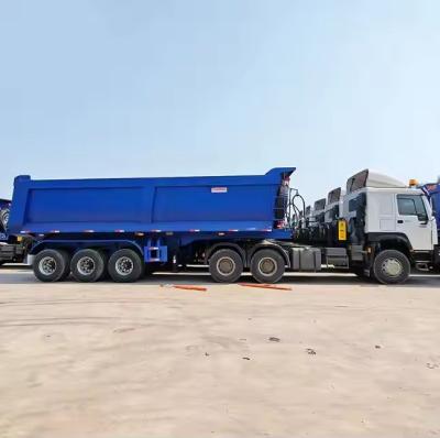 China CIMC Hydraulic Box Dump Semi Trailer 60 Cbm Dumper Price Tipper 50 80 100 Ton 4 Wheel Semi-Trailer for sale