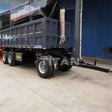 China Farm Trailer 3-Axles Hydraulic Rear Dump Draw Bar Full Trailer for sale