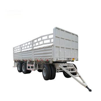 China Farm 2-Axles Flat Platform Fence Drawbar Full Trailer With Ladder for sale