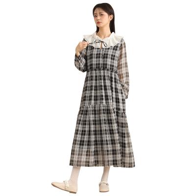 China Anti-Static Custom Fashion Women's Casual Dress Plaid LONG Dress See-through Dresses for sale