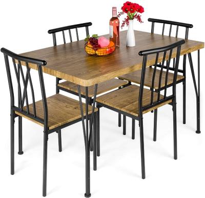 China Contemporary 5-Piece Metal and Wood Indoor Modern Dining Table for sale