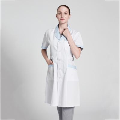 China Medical Unform Factory Directly Supply Breathability Beauty Salon Surgeon Anti-Static Polyester Medical Short Lab Coat Surgical Doctor Uniform for sale