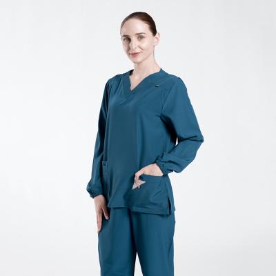 China Medical Uniform Leisure Stretch Hand Wash Clothes Dental Nurse Suit Short Sleeve V-Neck Doctor Surgical Suit Beauty Salon SPA Set for sale