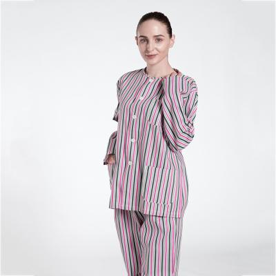 China Medical Unform Wholesale Customized Reusable Patient Long Sleeve Stripe Stripe Hospital Wear Cotton Uniform Designs Sick Clothes for sale
