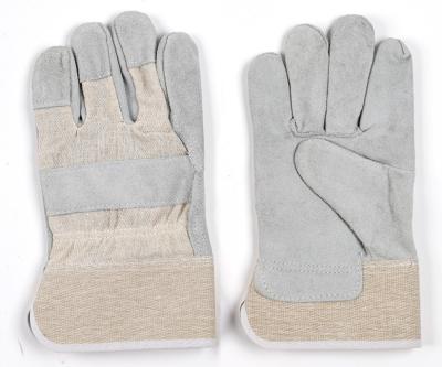 China Welding Gloves Thick Leather Short Welder Gloves Half-Leather White Rubber Two Finger Welding Labor Gloves for sale