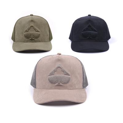 China COMMON Plain Mesh Hat Suede Blank Baseball Trucker Hat With Custom Logo for sale