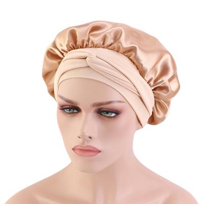 China Abeis Custom Made Satin Sleepcap Sleepcap Super Soft Casual Super Silk Line Satin Nightcap Hair Cover Hood Big For Women for sale