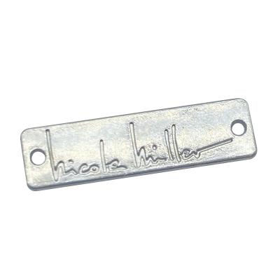 China Viable Custom Letters Engraved Bag Hardware Labels Gold Brand Metal Small Tags Plate For Handbags for sale