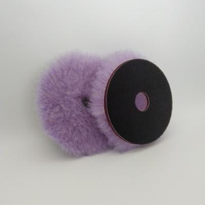 China 6 inch car bodies for polishing and waxing, purple wool pad with heat dissipation hole, automobile polishing pad for sale