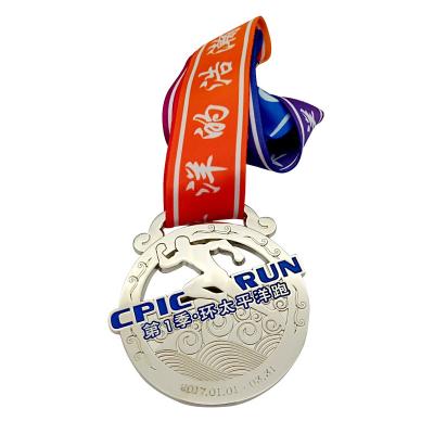 China China custom spinning marathon medal translucent enamel medal ribbon usa hold national cheer running medal for sale