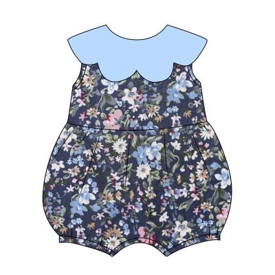 China 100% Sleeveless Baby Toddler Onsies Rompers Boutique Flower Print Cotton Infant Jumpsuit Clothes Jumpsuit Kids for sale