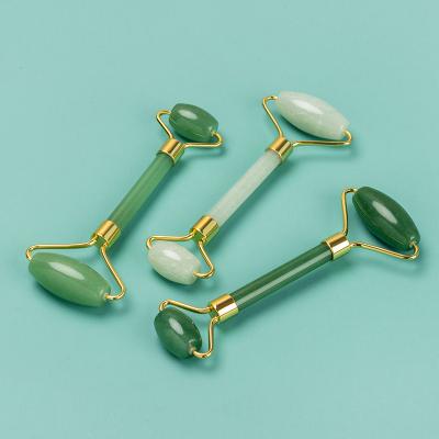 China Whitening Factory Wholesale Skincare Tools 100% Natural Deep Green Aventurine Stone Jade Roller For Face Massage for sale