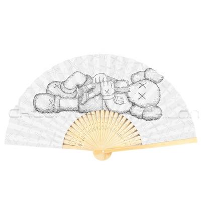 China Europe White Paper Bamboo Hand Fan For Wedding Bridal Shower Gift for sale