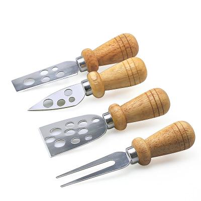 China Sustainable Whisker Wood Stainless Steel Cheese Tools Sustainable Color Box Cheese Knife Sets for sale