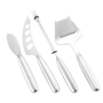 China Best Selling Sustainable Cheese Tools Stainless Steel Polybag Laser 4pcs Stainless Steel Cheese Knife Sets for sale