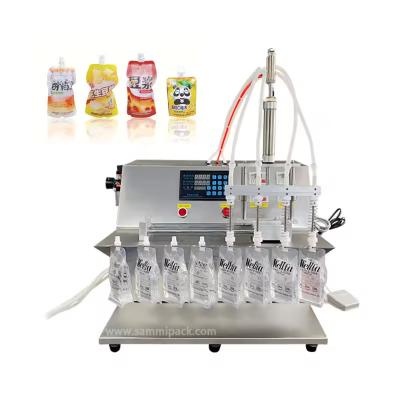 China 2025 Nuevas boquillas dobles agua líquida chorro bolsa de bolso máquina de llenado de bocalas de pie bolsa semi-automática de llenado y sellador en venta