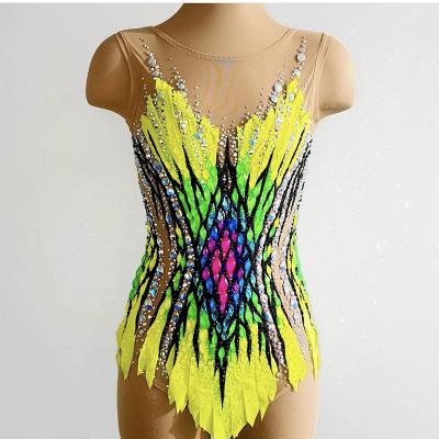 China Breathable Figure Skating Dress Girls Sleeve Rhinestones Skirt Spandex Dance Costumes Sexy Ice Skating Dress for sale