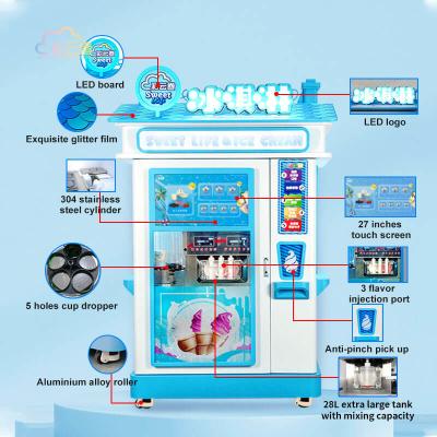 China Coin Payment Ice Cream Vending Machine Robot L126*W100*H266cm Size for sale