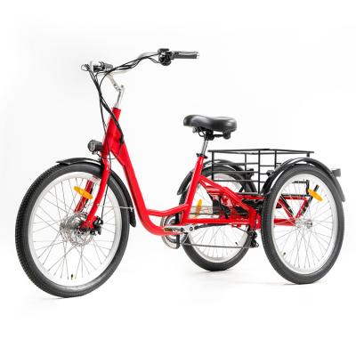 China Steel Adult Tricycles 7 Speed Cargo E Bike 36V350W Front Brushless Motor Cargo Electric Bicycle for sale