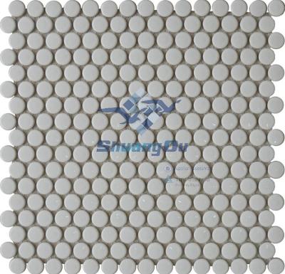 China 100% Parquet Porcelain Penny Shape Round Mosaic Slab in Matte Surface and Glossy Surface Y1908M for sale
