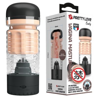 China TPR Vibrating Penis Stroker Silicone Male Masturbator 179x69mm for sale
