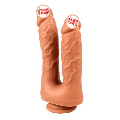 Chine Courroie finie de gel de silicone double sur le godemiché de pénis avec la tasse d'aspiration à vendre