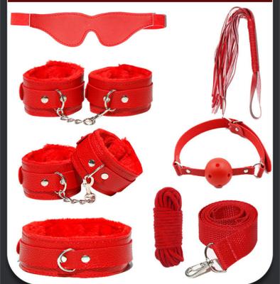 中国 赤いBDSMのベッドの制限7pcsの大人の束縛のキットは革に金属をかぶせる 販売のため