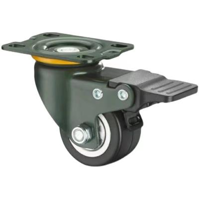 China 2-handle standard / custom double-brake belt caster wheel universal plastic medium load casters for trolley cart for sale
