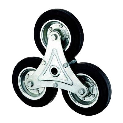 China 6 Inch Metal Core Stair-Climb Trolley Rigid Rubber Three Wheel for sale
