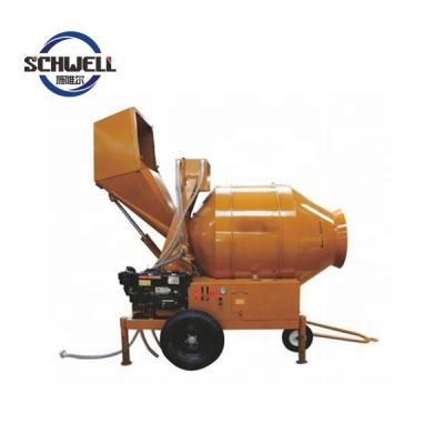 China General Construction Sites Towable Diesel Concrete Mixer JZR500 Export To Africa With Hydraulic Hopper for sale
