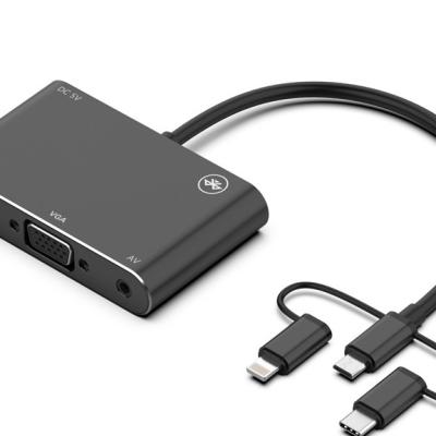 China Synchronize the media in the phone to the display applicable to Android TYPE-C with screen mobile phone to HDTV VGA VA three-in-one HD adapter cable for sale
