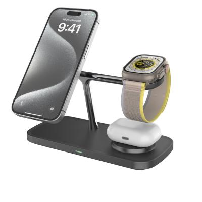 China 15W Qi 2 All in 1 Estação de Carregamento Sem Fio Branco/Negro ABS Carregador de liga de zinco para Apple Samsung relógios à venda