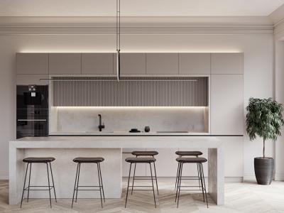 China Kitchen Plywood Cupboards Modern Shaker Raised Kitchen Cabinet With Island for sale