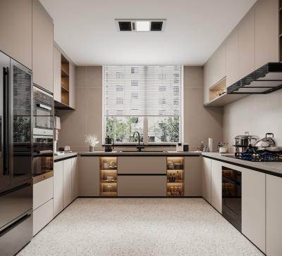 China Hotel Modern Kitchen Cabinet With DTC Hardware And Particle Board Carcass for sale
