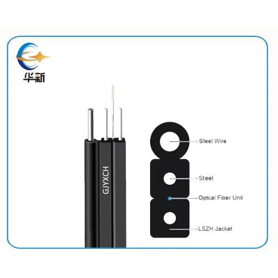 China 1/2/4 Core FTTH Fiber Drop Cable Zwart LSZH Met Boodschapper Staal / FRP Sterkte Lid Te koop