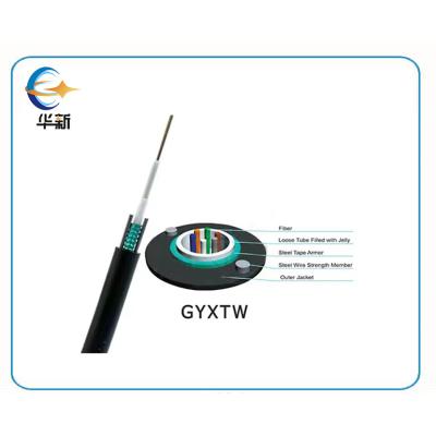 China Outdoor Armored Singlemode Fiber Optic Cable with G652D Fiber HDPE Jacket GYXTW with Factory Price for sale