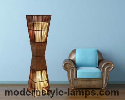 China Chinese Style Vintage Rattan Floor Lamp 31*31*130cm Size Indoor Decorative for sale