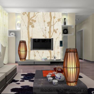 China Brown Color Printing Vintage Rattan Lamp D23.5*50cm Wicker Rattan Lighting Fixture for sale