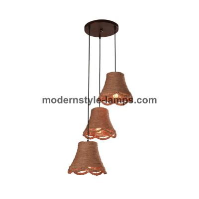 China Luz de teto envolvida da corda de Brown Manila da lâmpada do estilo country corda americana à venda