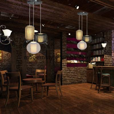 China Stylish Modern Rattan Bamboo Style Lamp With Interior Chandelier Lighting for sale