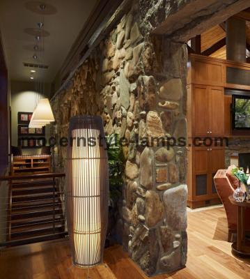 China Black Color Bamboo Floor Light , Indoor Decorative Lights D29.5*H105cm Size for sale