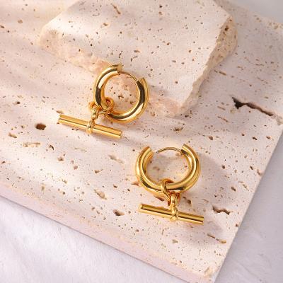 China Lead Free Nickel Free Gold Plated Fashion Jewelry Circle Stainless Steel Drop Earrings Accessories For Women for sale