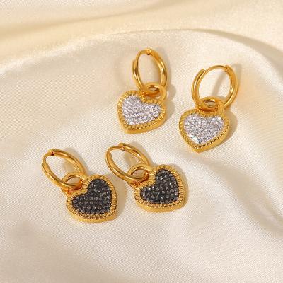 China Lead Free Nickel Free Heart Fashion Statement Circle Zirconia Stainless Steel Drop Earrings Jewelry Accessories For Women for sale