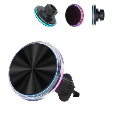China Iphone 15 Pro Max Charger Ambient Magnetic Car Mount With 1.7kg Strong Magnetic Attraction And Customisable RGB Lights for sale