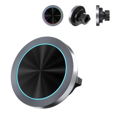 China Ultra Small Diameter Magnetic Wireless Car Phone Holder With One Hand Operation And Fast Charging RGB Light Effect for sale