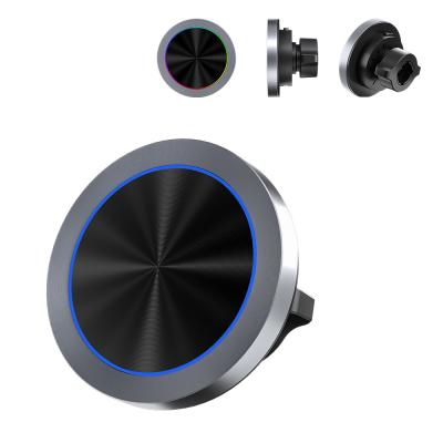 China Aluminium Alloy Base Case Wireless Charging Station For Car Phone Holder With Hidden Light Off Function for sale