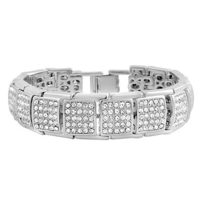 China Hot Selling 18k Gold Hip Hop EBayWISH Block Diamond Big Brand Hip Hop Bracelet Stainless Steel Men's Hip Hop Bracelet for sale