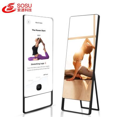 China Cheaper Price Smart Fitness Mirror Weights Waterproof Gym Mirror Display Exercise Mirror Fitness for sale